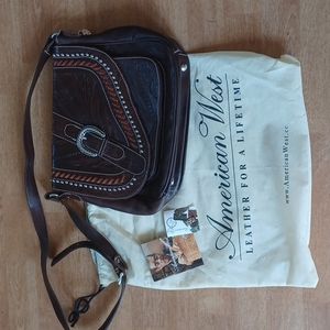 American West handbag genuine leather hand tooled lifetime warranty